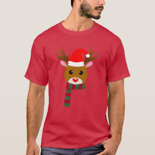 Camiseta Navidades blancos Rudolph, reno de la nariz roja