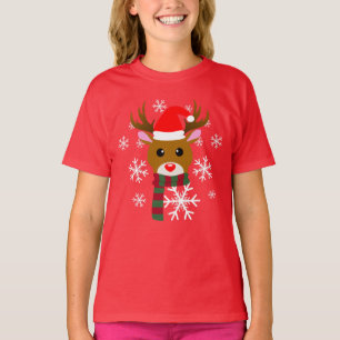 Camiseta Navidades blancos Rudolph, reno de la nariz roja