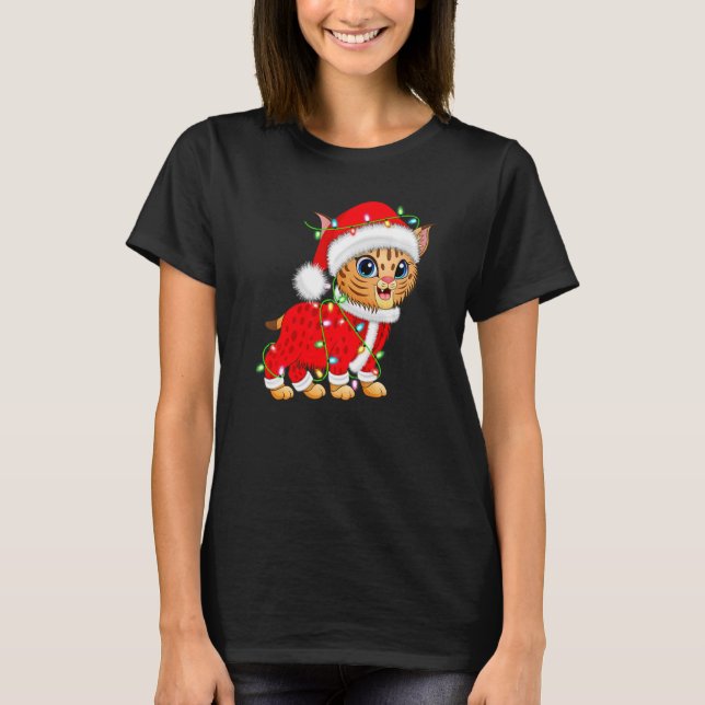 Camiseta Navidades Bobcat Lover Xmas Lighting Santa Bobcat (Anverso)