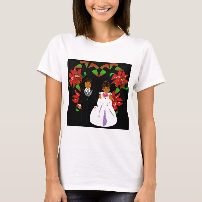 Camiseta Navidades Boda Pareja Corazón Wreath I (Anverso)