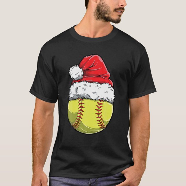 Camiseta Navidades Bola de Softbol Santa Hat Chicas de Navi (Anverso)