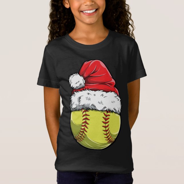 Camiseta Navidades Bola de Softbol Santa Hat Xmas Catcher P (Anverso)