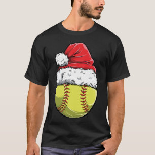 Camiseta Navidades Bola de Softbol Santa Hat Xmas Catcher P