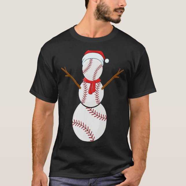 Camiseta Navidades Bolas de Béisbol Santa Snowman Xmas (Anverso)