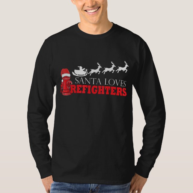 Camiseta Navidades bomberos regalos Papá Noel Bombero (Anverso)
