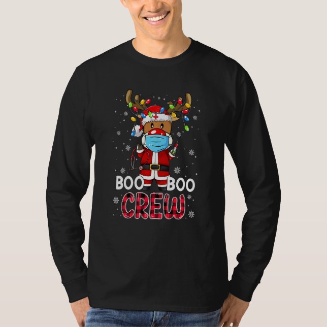Camiseta Navidades Boo Boo Crew Reindee Enfermera Leopard P (Anverso)