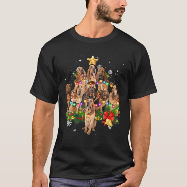 Camiseta Navidades boquiabiertos árbol de perros ilumina fa (Anverso)