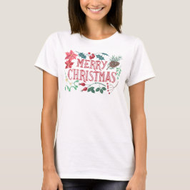 Camiseta Navidades botánicos tradicionales (blanco)
