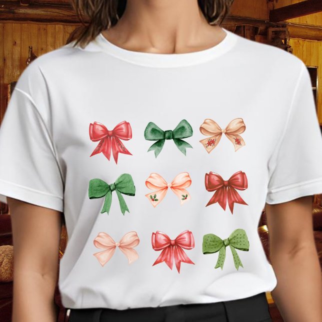 Camiseta Navidades Bows - coqueta linda verde rojo (Subido por el creador)