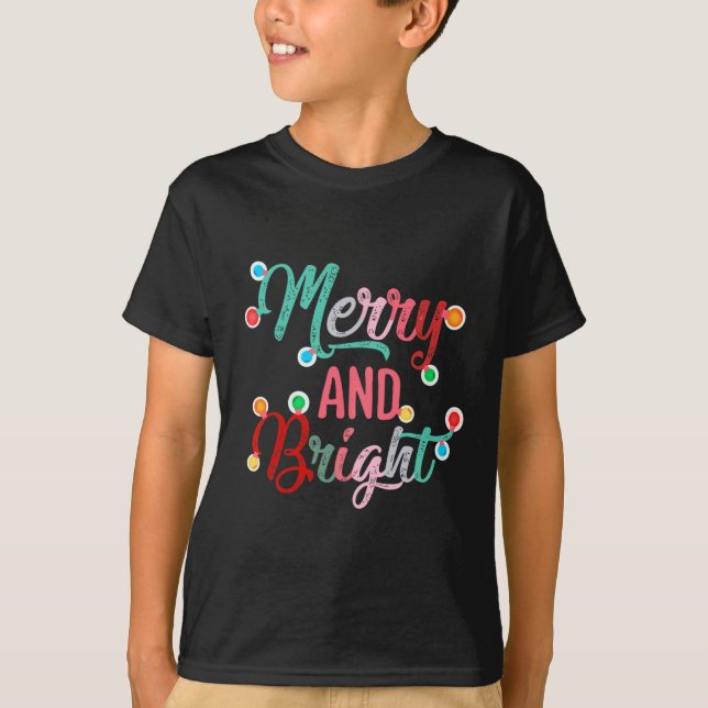 Camiseta Navidades Brillantes Encenden Familia De Navidad (Anverso)