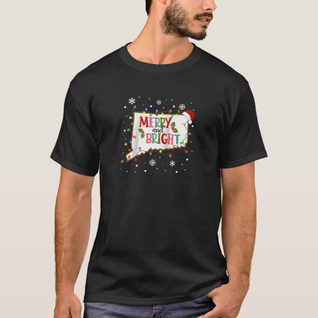 Camiseta Navidades Brillantes Encenden Navidad Connecticut (Anverso)