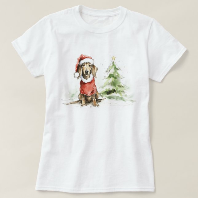 Camiseta Navidades brillantes y mugre de perro de Dachshund (Diseño del anverso)