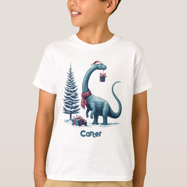 Camiseta Navidades Brontosaurus dinosaur (Anverso)