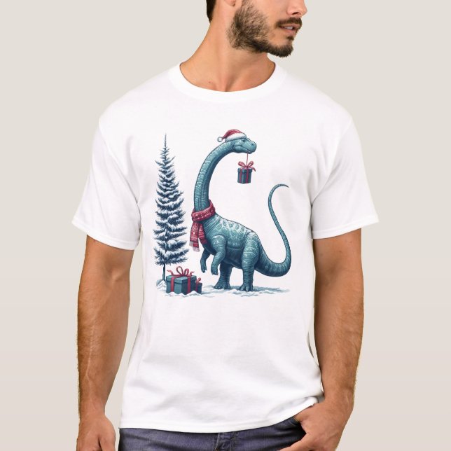 Camiseta Navidades Brontosaurus dinosaur (Anverso)