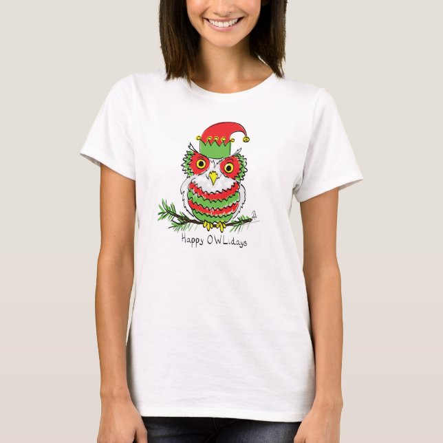Camiseta Navidades búhos adoran divertida festividad (Anverso)
