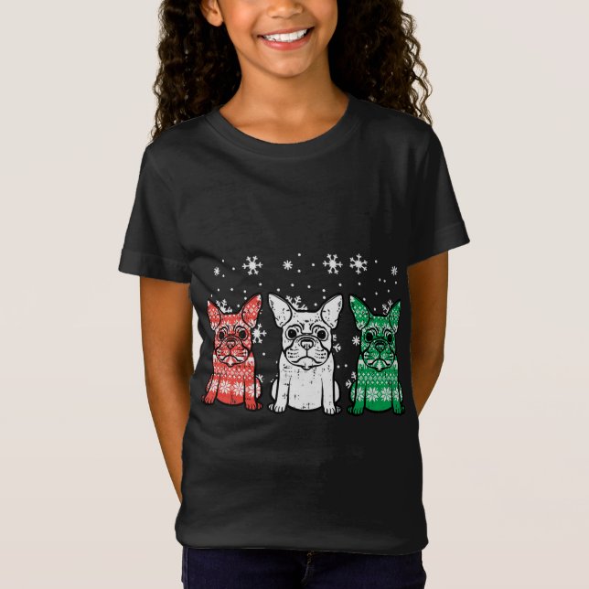 Camiseta Navidades Bulldoges franceses Navidad Perro francé (Anverso)