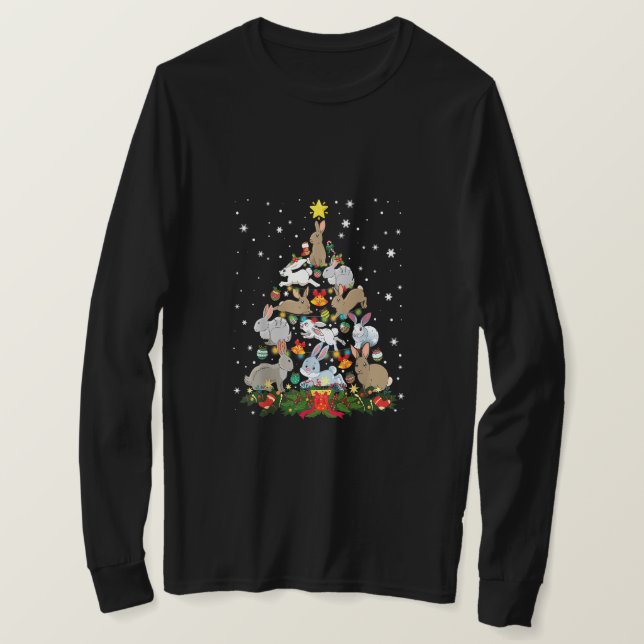 Camiseta Navidades Bunny Tree Funny Rabbit Lover Xmas Decor (Anverso del diseño)