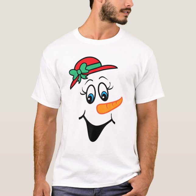 Camiseta Navidades burdos Nieve Snowman se enfrenta a un di (Anverso)