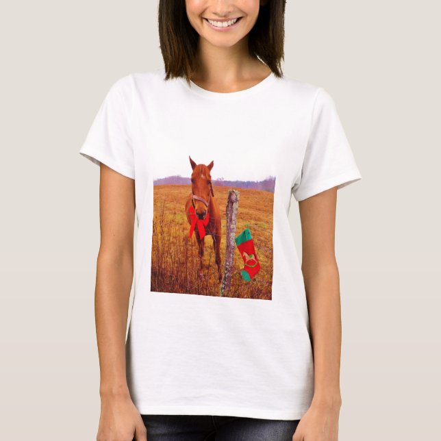 Camiseta Navidades Caballo con arco y caldo (Anverso)