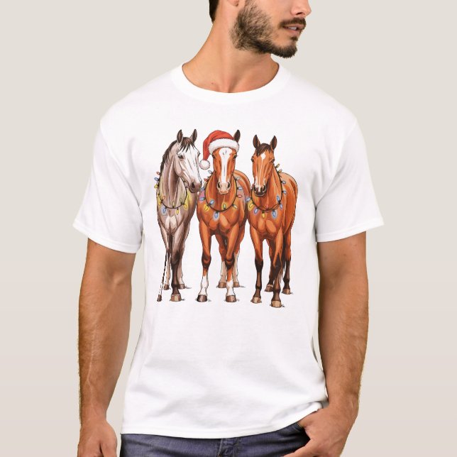 Camiseta Navidades Caballos Vaquero Occidental Santa Hat Fa (Anverso)