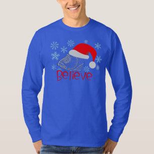 Camiseta Navidades Cabeza de pescado con Santa Hat