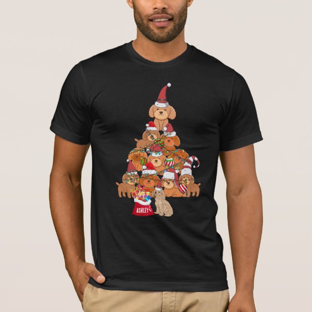 Camiseta Navidades Cachorro de perro caniche (Anverso)