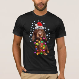 Camiseta Navidades Cachorro de perro de Dachshund Ligero