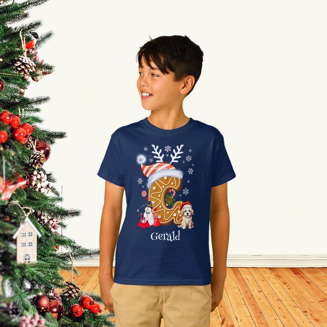 Camiseta Navidades Cachorro Gingerbread Letra Letra G Boy (Subido por el creador)