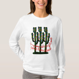 Camiseta Navidades Cactus Tree Feliz Navidad Ladies LS T