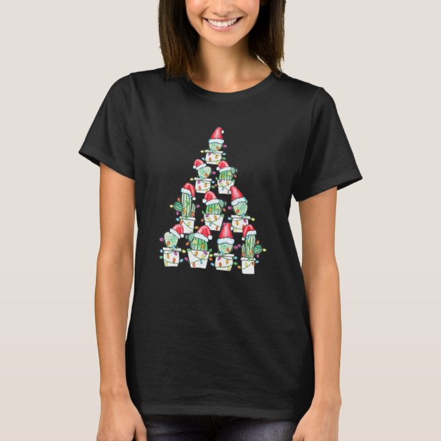 Camiseta Navidades Cactus Xmas Tree Lights Succulent Cactus (Anverso)