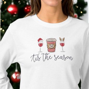 Camiseta Navidades Café en Monograma de Vino Rojo temporada