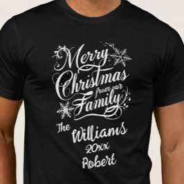 Camiseta Navidades caligrafía de letra blanca elegante fest