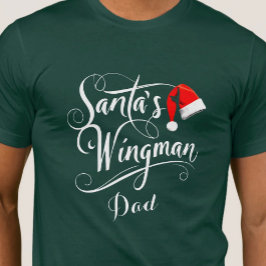Camiseta Navidades caligrafía Santa Wingman editable