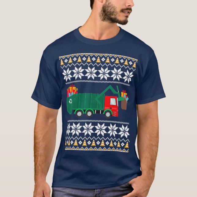 Camiseta Navidades Camiones Niños entregan basura divertida (Anverso)
