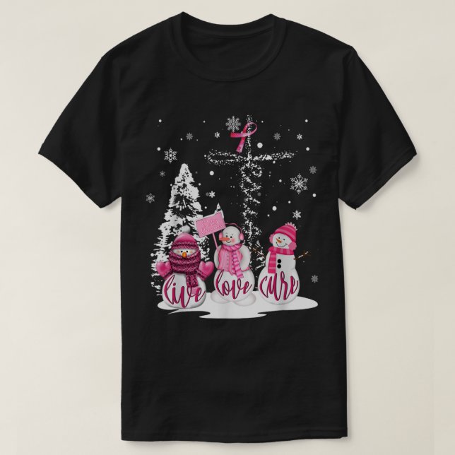 Camiseta Navidades Cáncer de Mama Cure Snowman Chr (Diseño del anverso)