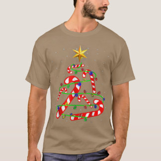 Camiseta Navidades Candy Cane divertida luz de árbol de Nav