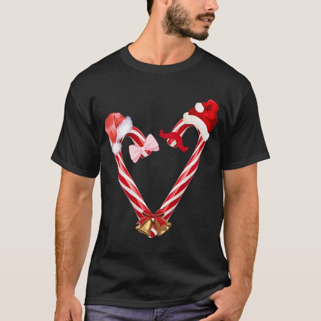 Camiseta Navidades Candy Cane Heart para hombres mujeres no (Anverso)