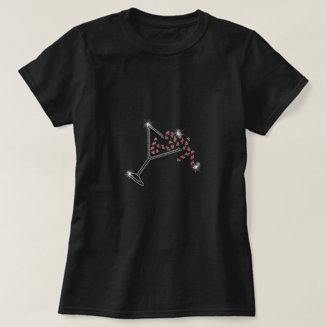 Camiseta Navidades Candy Cane Martini Bling Diamante de imi (Diseño del anverso)