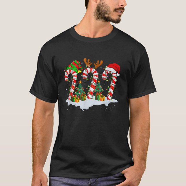 Camiseta Navidades Candy Cane Santa USA Bandera Navidad Niñ (Anverso)