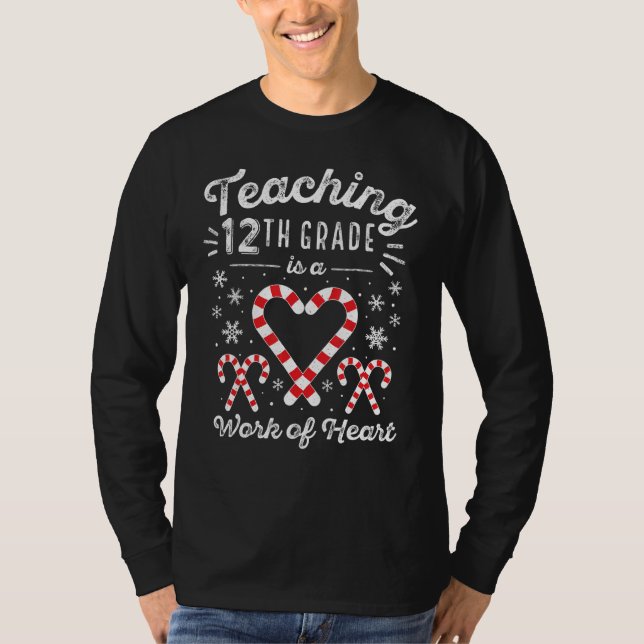 Camiseta Navidades Candy Cane Work Heart Duodécimo Grado 12 (Anverso)