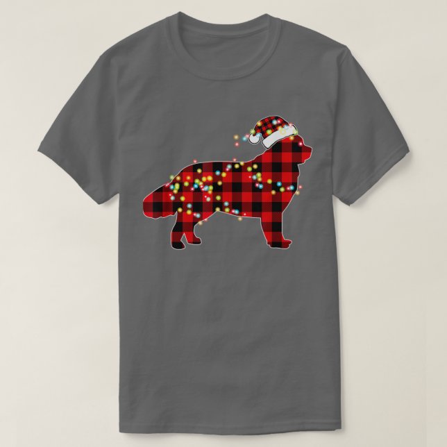 Camiseta Navidades caninos de Terranova pijama roja (Diseño del anverso)