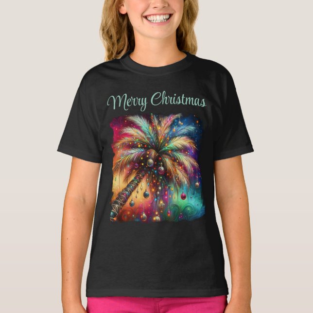 Camiseta Navidades caprichosos Palm Tree Tropical Beach Viv (Anverso)