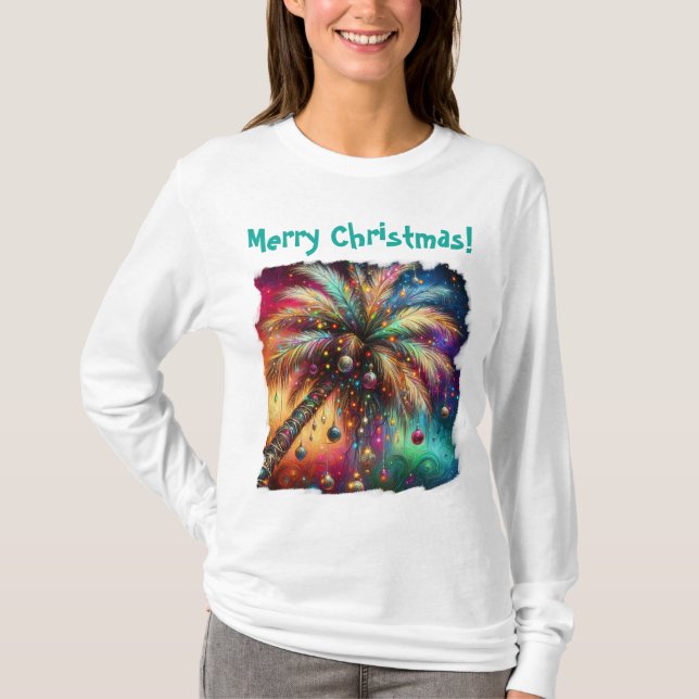 Camiseta Navidades caprichosos Playa Tropical de Árbol de P (Anverso)