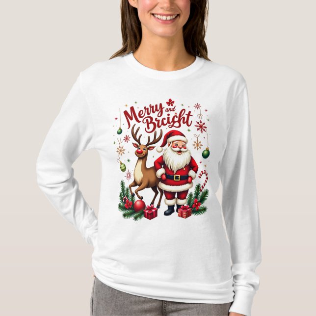 Camiseta Navidades caprichosos saludan - Santa y la escuela (Anverso)