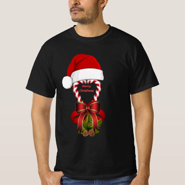 Camiseta Navidades caprinos rojos candy cane (Anverso)