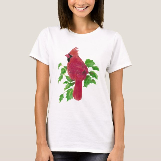 Camiseta Navidades Cardinal Bird Nature Wildlife, Watercolo (Anverso)