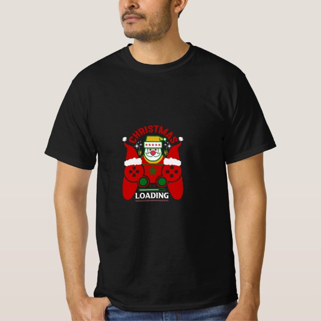 Camiseta Navidades cargando Joystick de juegos con Santa Ha (Anverso)