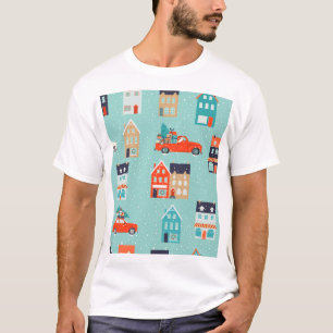 Camiseta Navidades Casas de Invierno Red Car