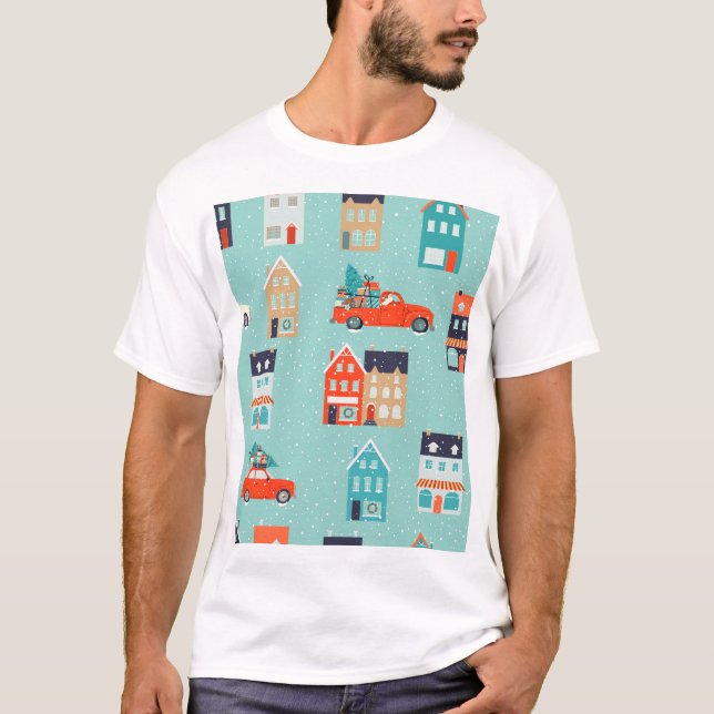 Camiseta Navidades Casas de Invierno Red Car (Anverso)