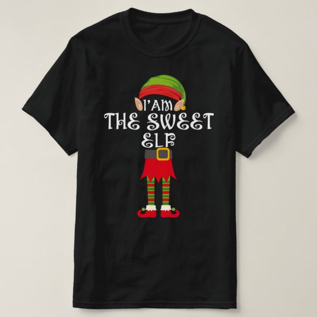 Camiseta navidades caseros de familia elfo dulce (Diseño del anverso)